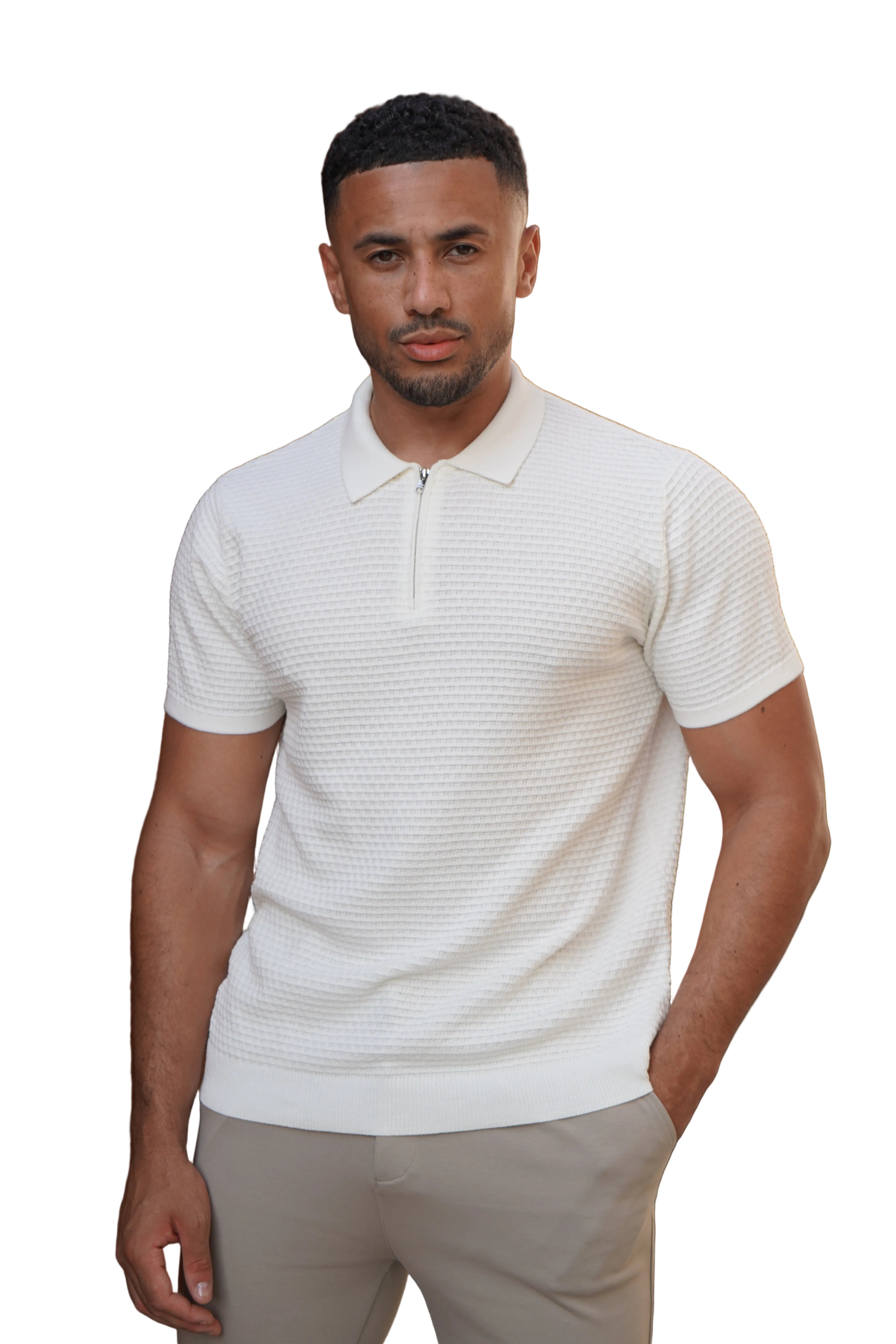 CAPO Micro Square Off White Polo Shirt